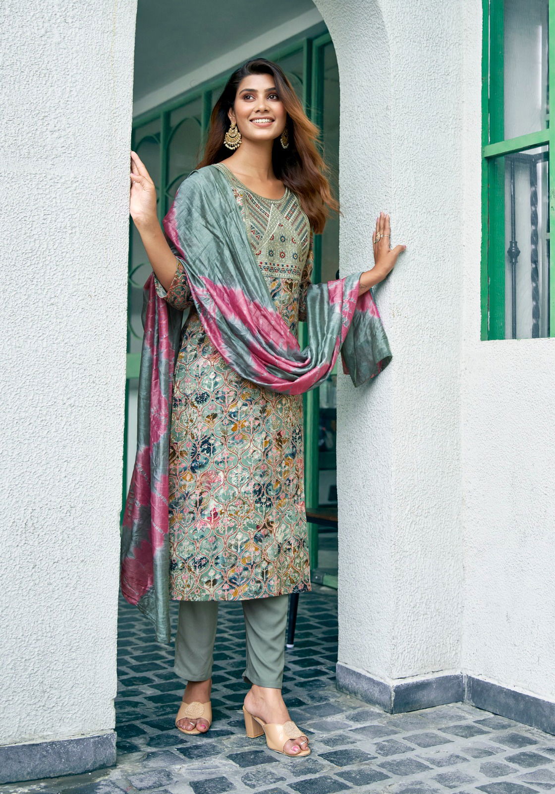 Sabri Vol 1 By Mystic 9 Rayon Printed Kurti With Bottom Dupatta Wholesalers In Delhi
